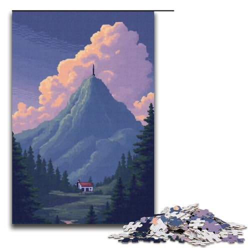 Puzzle für Erwachsene 1000 Teile Ferne Berge Holzpuzzle für Kinder Lernspiel 1000 Teile (38 x 26 cm) von ouynngjing