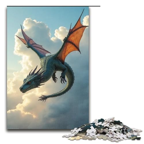 Puzzle für Erwachsene 1000 Teile Fliegender Drache am Himmel Puzzlespiel lustiges Spielzeug 1000 Teile (75 x 50 cm) von ouynngjing