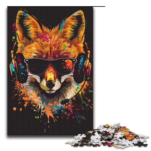Puzzle für Erwachsene 1000 Teile Fuchs mit Sonnenbrille Puzzle Spiel Spielzeug Lustiges 1000 PCS (38x26cm) von ouynngjing