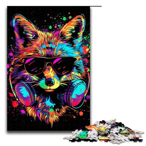 Puzzle für Erwachsene 1000 Teile Fuchs mit Sonnenbrille Puzzlespiele Spielzeug Geschenk geeignet für die Schreibtischdekoration 1000 Teile (75 x 50 cm) von ouynngjing