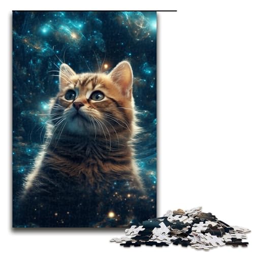 Puzzle für Erwachsene 1000 Teile Galaxien Katzen Puzzle Spiele Spielzeug Geschenk Geeignet für Desktop Dekoration 1000 PCS (75x50cm) von ouynngjing