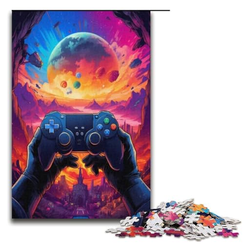 Puzzle für Erwachsene 1000 Teile Gamepad Landschaft Familie Holzpuzzle Lernspiel Herausforderungsspielzeug 1000 Teile (38 x 26 cm) von ouynngjing
