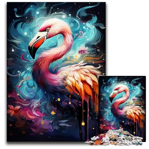 Puzzle für Erwachsene 1000 Teile Gemälde Bunte Flamingos Holzpuzzle anspruchsvolles Denkspiel für Teenager Spaß für den Familienspielabend 1000 Teile (75x50cm) von ouynngjing