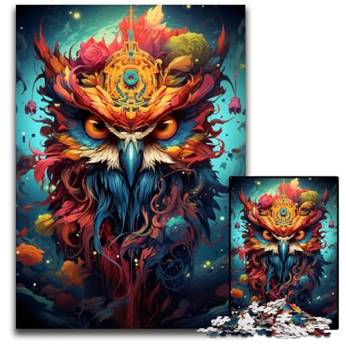 Puzzle für Erwachsene 1000 Teile Gemälde Bunte magische Eule Holzpuzzle anspruchsvolles Denkspiel für Teenager Familienspaß interaktives Spiel 1000 Teile (75x50cm) von ouynngjing