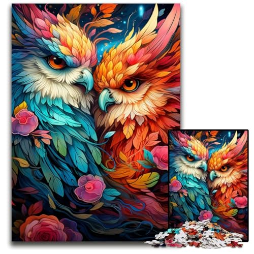 Puzzle für Erwachsene 1000 Teile Gemälde Bunte rote und Blaue Eule Papierpuzzle anspruchsvolles Denkspiel für Teenager Familienspaß interaktives Spiel 1000 Teile (38x26cm) von ouynngjing