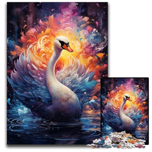 Puzzle für Erwachsene 1000 Teile Gemälde Farbe Schwan Holzpuzzle anspruchsvolles Denkspiel für Teenager Spaß für den Familienspielabend 1000 Teile (75x50cm) von ouynngjing