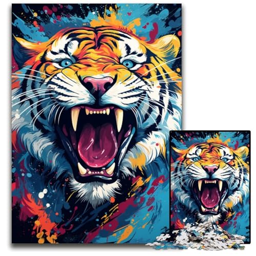 Puzzle für Erwachsene 1000 Teile Gemälde Farbe Tiger Papierpuzzle anspruchsvolles Denkspiel für Teenager Familienspaß interaktives Spiel 1000 Teile (38x26cm) von ouynngjing