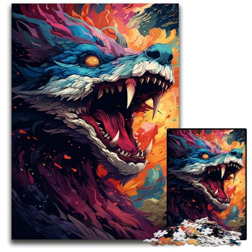 Puzzle für Erwachsene 1000 Teile Gemälde bunter Drache Papierpuzzle anspruchsvolles Denkspiel für Teenager Familienspaß interaktives Spiel 1000 Teile (38x26cm) von ouynngjing