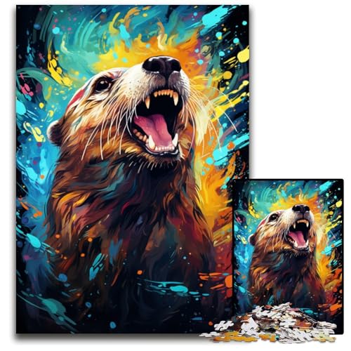 Puzzle für Erwachsene 1000 Teile Gemälde bunter Seeotter Holzpuzzle anspruchsvolles Denkspiel für Teenager Familienspaß interaktives Spiel 1000 Teile (75x50cm) von ouynngjing