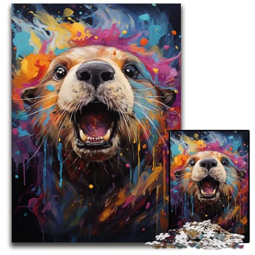 Puzzle für Erwachsene 1000 Teile Gemälde bunter Seeotter Holzpuzzle anspruchsvolles Denkspiel für Teenager Familienspaß interaktives Spiel 1000 Teile (75x50cm) von ouynngjing