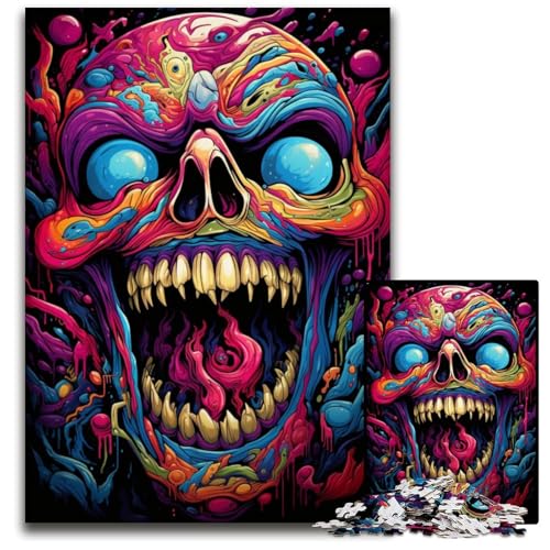 Puzzle für Erwachsene 1000 Teile Gemälde bunter böser Totenkopf Papierpuzzle anspruchsvolles Denkspiel für Teenager Familienspaß interaktives Spiel 1000 Teile (38x26cm) von ouynngjing