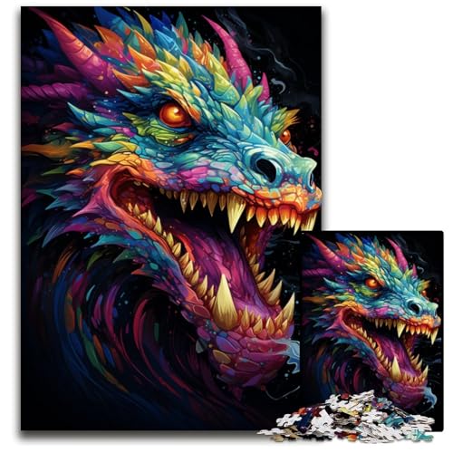 Puzzle für Erwachsene 1000 Teile Gemälde eines bunten Drachens Holzpuzzle anspruchsvolles Denkspiel für Teenager Spaß für den Familienspielabend 1000 Teile (75x50cm) von ouynngjing