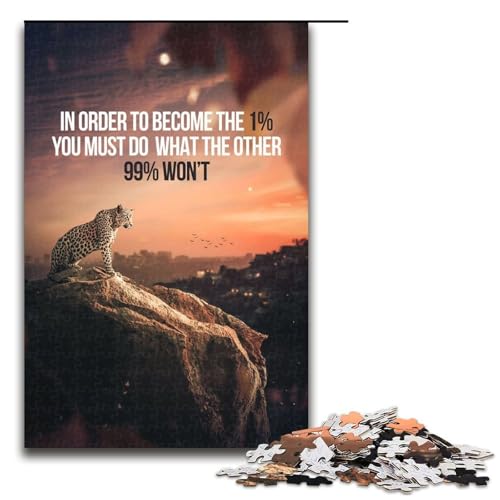 Puzzle für Erwachsene 1000 Teile Gepardenmotivation Familien Holzpuzzle Lernspiel Herausforderungsspielzeug 1000 Teile (75 x 50 cm) von ouynngjing