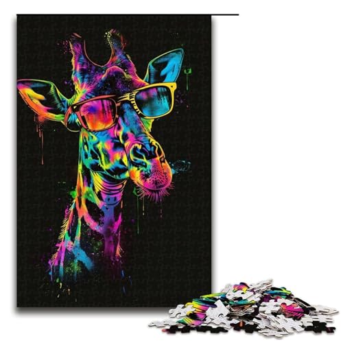 Puzzle für Erwachsene 1000 Teile Giraffe mit Kopfhörern Puzzlespiele Spielzeug Geschenk geeignet für die Schreibtischdekoration 1000 Teile (75 x 50 cm) von ouynngjing
