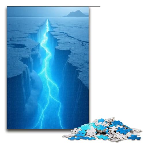 Puzzle für Erwachsene 1000 Teile Gletscherrisse leuchten mit blauem Licht Puzzlespiel Spielzeug lustig 1000 Teile (75 x 50 cm) von ouynngjing