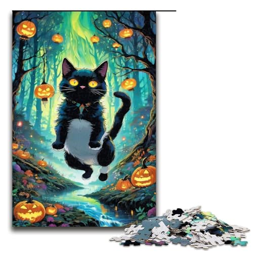 Puzzle für Erwachsene 1000 Teile Halloween Cat14 Puzzlespiele Spielzeug Geschenk geeignet für die Schreibtischdekoration 1000 Teile (75 x 50 cm) von ouynngjing