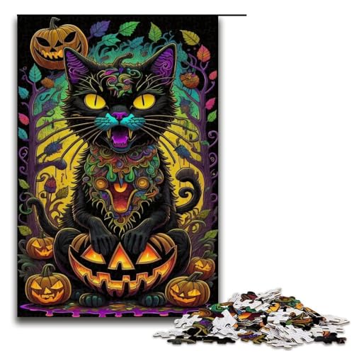 Puzzle für Erwachsene 1000 Teile Halloween Katzen Puzzle Lernspiele für Zuhause DIY Spielzeug tolles Geschenk für Spiele 1000 Teile (75 x 50 cm) von ouynngjing