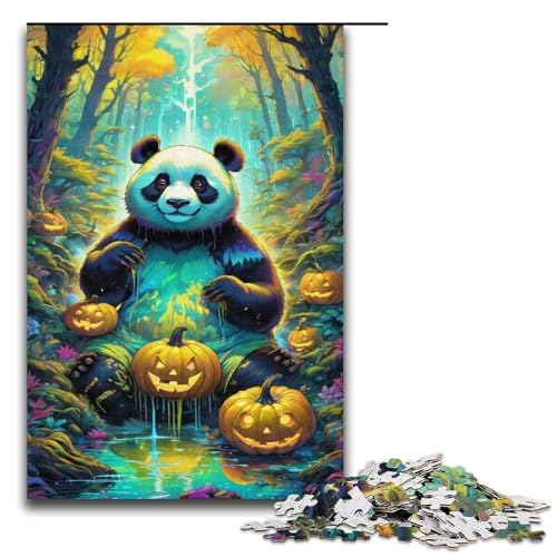 Puzzle für Erwachsene 1000 Teile Halloween Panda Puzzle Holzpuzzle Lernspiel Herausforderungsspielzeug 1000 Teile (38 x 26 cm) von ouynngjing