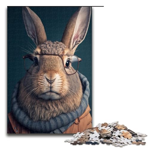 Puzzle für Erwachsene 1000 Teile Hase in Kleidung Heimdekoration Puzzle Spielzeug Geschenk für die ganze Familie 1000 Teile (75 x 50 cm) von ouynngjing
