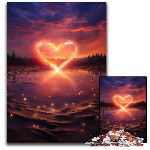 Puzzle für Erwachsene 1000 Teile Herz am Strand Puzzles für Erwachsene interaktives Familienspiel DIY Heimdekoration GehirnHerausforderung Geschenk 1000 Teile (75 x 50 cm) von ouynngjing