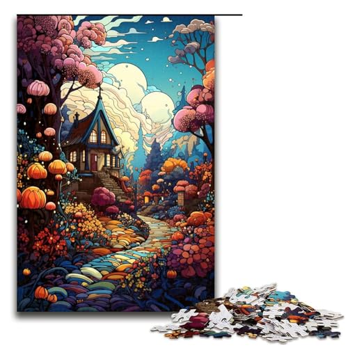 Puzzle für Erwachsene 1000 Teile Hütte unter bunten Wundern Puzzle Lernspiele für Zuhause DIYSpielzeug tolles Geschenk für Spiele 1000 Teile (75 x 50 cm) von ouynngjing