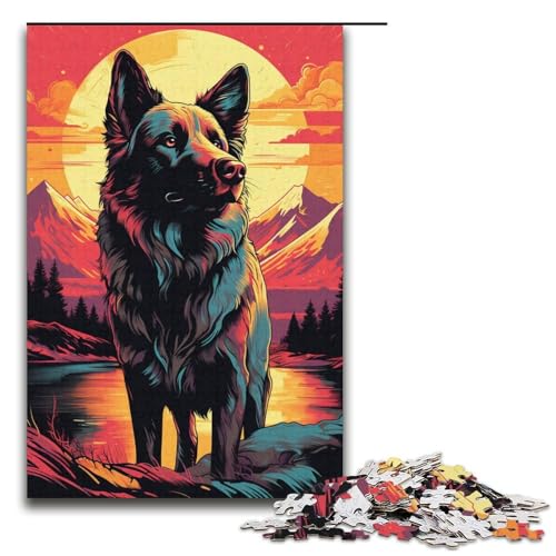 Puzzle für Erwachsene 1000 Teile Kaukasischer Hund bei Sonnenuntergang Puzzlespiel Spielzeug lustig 1000 Teile (38 x 26 cm) von ouynngjing