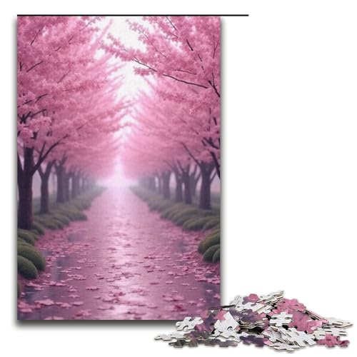 Puzzle für Erwachsene 1000 Teile Kirschblütenpfad-Puzzle Holzpuzzle Lernspiel Herausforderungsspielzeug 1000 Teile (38 x 26 cm) von ouynngjing