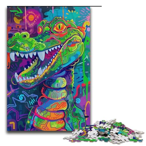 Puzzle für Erwachsene 1000 Teile KrokodilTierfamilie Holzpuzzle Lernspiel Herausforderungsspielzeug 1000 Teile (38 x 26 cm) von ouynngjing