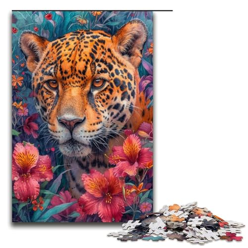 Puzzle für Erwachsene 1000 Teile Leopardenfamilie Holzpuzzle Lernspiel Herausforderungsspielzeug 1000 Teile (75 x 50 cm) von ouynngjing