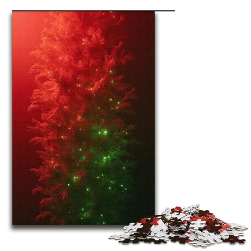 Puzzle für Erwachsene 1000 Teile Leuchtend rot und grün lustiges Spielzeug 1000 Teile (38 x 26 cm) von ouynngjing