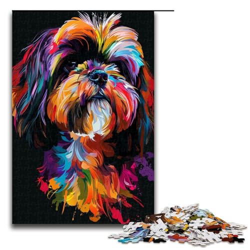 Puzzle für Erwachsene 1000 Teile Lhasa ApsoHund KunstPuzzle jedes Teil ist einzigartig – anspruchsvolles Familienspiel 1000 Teile (75 x 50 cm) von ouynngjing