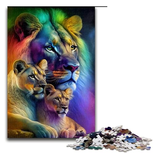 Puzzle für Erwachsene 1000 Teile Löwenfamilie Holzpuzzle 1000 Teile (75 x 50 cm) von ouynngjing