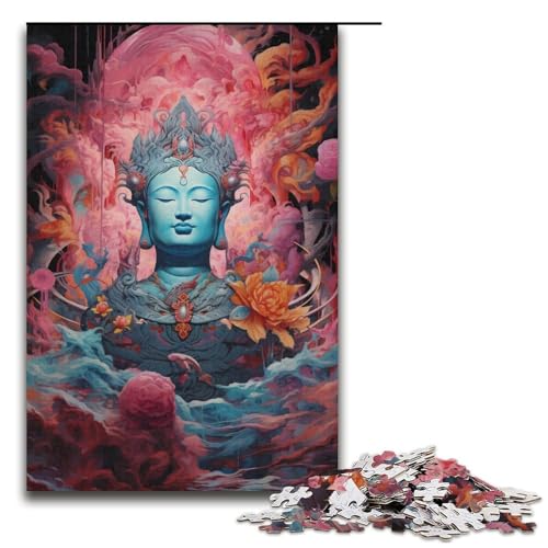 Puzzle für Erwachsene 1000 Teile Lotus und BuddhaStatue Puzzlespiel lustiges Spielzeug 1000 Teile (38 x 26 cm) von ouynngjing