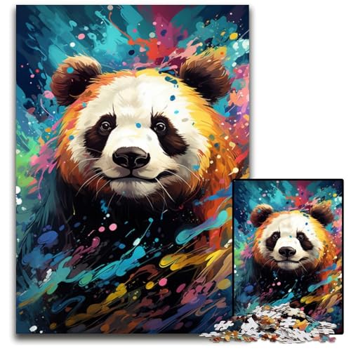 Puzzle für Erwachsene 1000 Teile Malen buntes Panda-Papierpuzzle anspruchsvolles Denkspiel für Teenager Familienspaß interaktives Spiel 1000 Teile (38x26cm) von ouynngjing