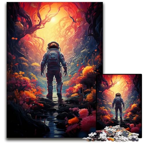 Puzzle für Erwachsene 1000 Teile Malerei Farbe Astronaut Holzpuzzle anspruchsvolles Denkspiel für Teenager Familienspaß interaktives Spiel 1000 Teile (75x50cm) von ouynngjing