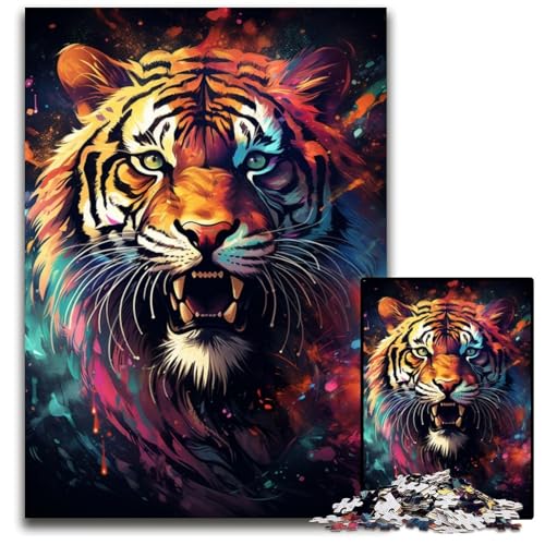 Puzzle für Erwachsene 1000 Teile Malerei Kunst Tiger Papierpuzzle anspruchsvolles Denkspiel für Teenager Familienspaß interaktives Spiel 1000 Teile (38x26cm) von ouynngjing
