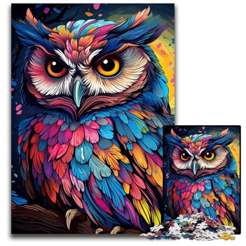 Puzzle für Erwachsene 1000 Teile Malerei bunter Planet Eule Papierpuzzle anspruchsvolles Denkspiel für Teenager Familienspaß interaktives Spiel 1000 Teile (38x26cm) von ouynngjing