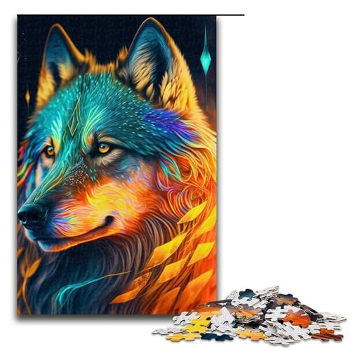 Puzzle für Erwachsene 1000 Teile Mystische Wölfe Familie Holzpuzzle Lernspiel Herausforderungsspielzeug 1000 PCS von ouynngjing