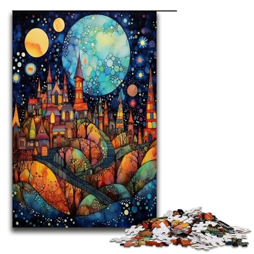Puzzle für Erwachsene 1000 Teile Nachtlandschaft Puzzle Lernspiele für Zuhause DIY Spielzeug tolles Geschenk für Spiele 1000 Teile (75 x 50 cm) von ouynngjing