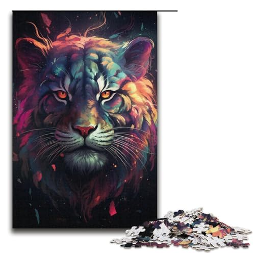 Puzzle für Erwachsene 1000 Teile Nebula Tiger's Buntes psychedelisches Puzzle Lernspiele für Zuhause DIYSpielzeug tolles Geschenk für Spiele 1000 Teile (38 x 26 cm) von ouynngjing