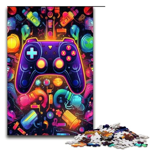 Puzzle für Erwachsene 1000 Teile Neon Gamecontroller Puzzle Lernspiele für Zuhause DIY Spielzeug tolles Geschenk für Spiele 1000 Teile (75 x 50 cm) von ouynngjing