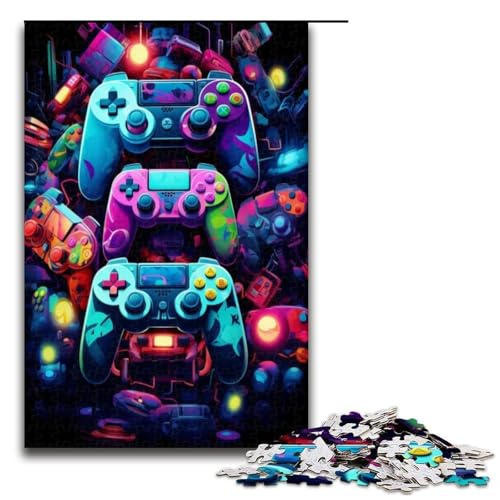 Puzzle für Erwachsene 1000 Teile Neon Gamecontroller Puzzle Spiele Spielzeug Geschenk geeignet für die Schreibtischdekoration 1000 Teile (75 x 50 cm) von ouynngjing