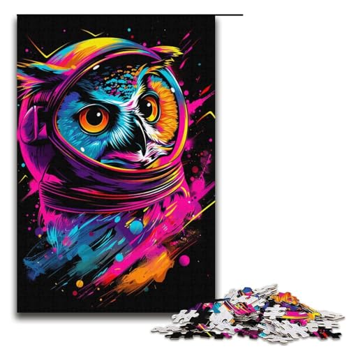 Puzzle für Erwachsene 1000 Teile NeonAstronautenEulenfamilie Holzpuzzle Lernspiel Herausforderungsspielzeug 1000 Teile (38 x 26 cm) von ouynngjing
