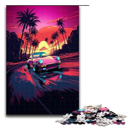 Puzzle für Erwachsene 1000 Teile NeonSportwagen FamilienHolzpuzzle Lernspiel Herausforderungsspielzeug 1000 Teile (75 x 50 cm) von ouynngjing