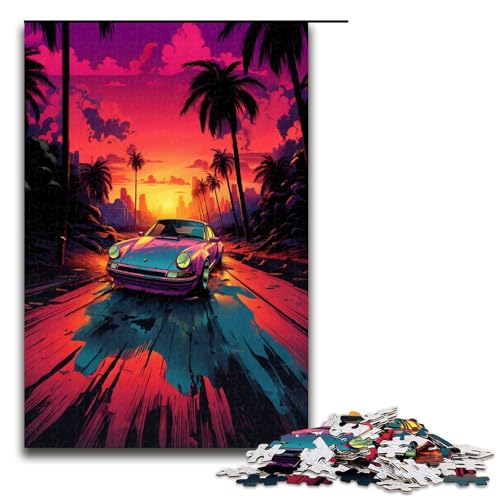 Puzzle für Erwachsene 1000 Teile NeonSportwagen Geburtstagsgeschenk für Teenager ab 14 Jahren 1000 Teile (75 x 50 cm) von ouynngjing