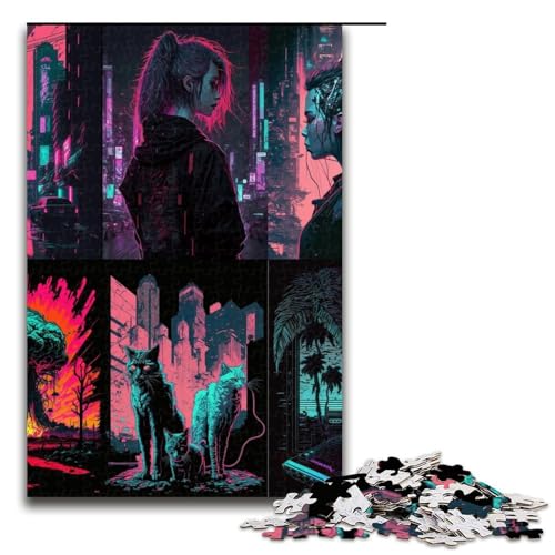 Puzzle für Erwachsene 1000 Teile Neonlandschaft FamilienHolzpuzzle Lernspiel Herausforderungsspielzeug 1000 Teile (75 x 50 cm) von ouynngjing