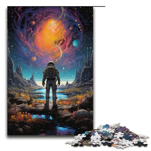 Puzzle für Erwachsene 1000 Teile Neonlandschaft buntes psychedelisches AstronautenPuzzle Holzpuzzle Lernspiel Herausforderungsspielzeug 1000 Teile (38 x 26 cm) von ouynngjing