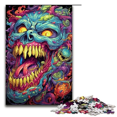 Puzzle für Erwachsene 1000 Teile Neonmonster buntes psychedelisches Puzzle Lernspiele für Zuhause DIYSpielzeug tolles Geschenk für Spiele 1000 Teile (75 x 50 cm) von ouynngjing
