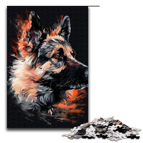 Puzzle für Erwachsene 1000 Teile Norwegischer Elchhund Kunst Holzpuzzle 1000 Teile (75 x 50 cm) von ouynngjing