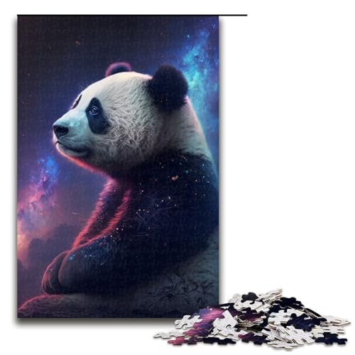 Puzzle für Erwachsene 1000 Teile Panda in der Galaxie Holzpuzzle Lernspiel Herausforderungsspielzeug 1000 Teile (75 x 50 cm) von ouynngjing